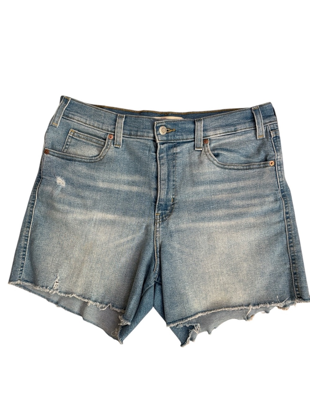 Signature by Levi's Heritage High Rise  Blue Cutoff Raw Hem Jean Short Size 14